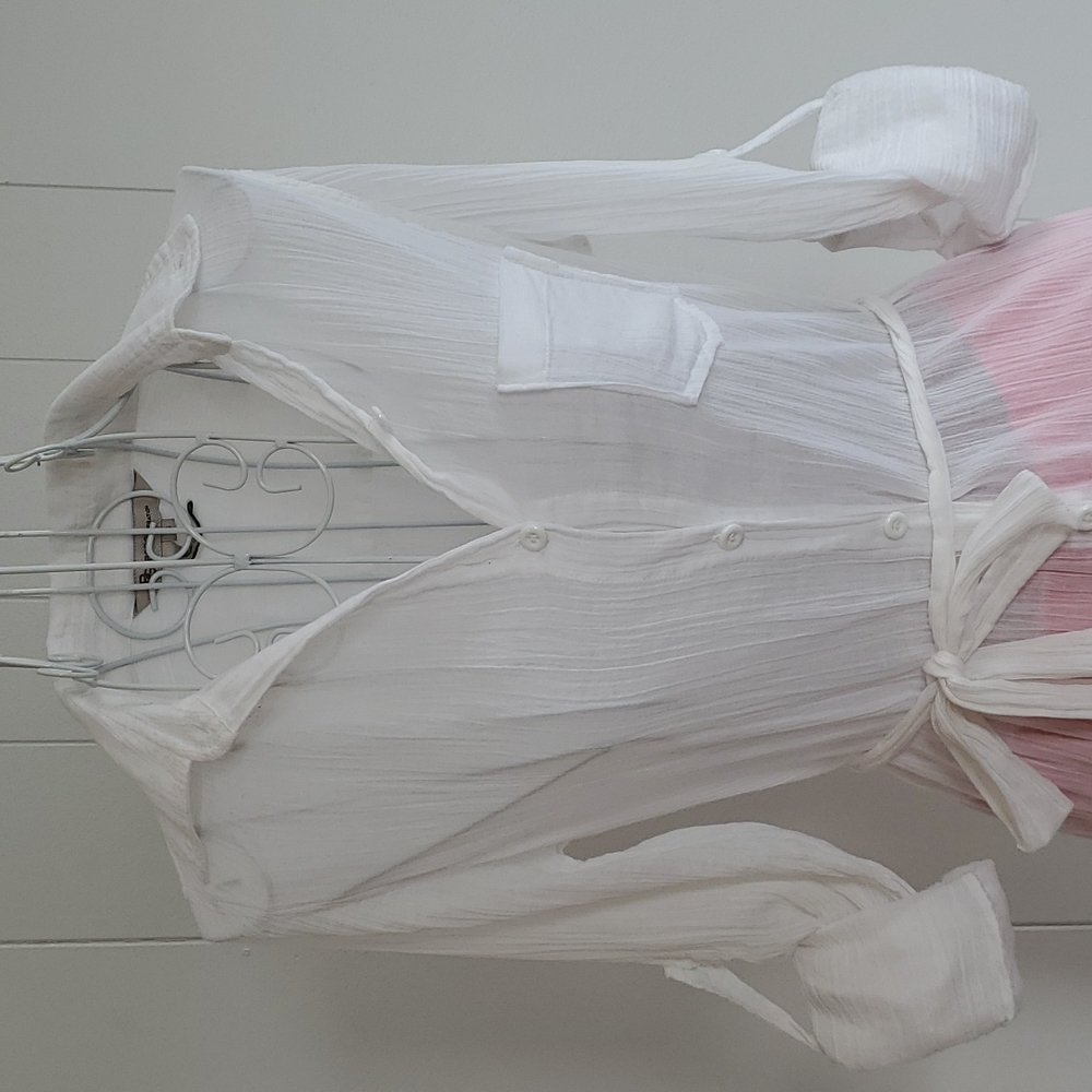 Bcbgeneration Lightweight Button Down Long White … - image 2